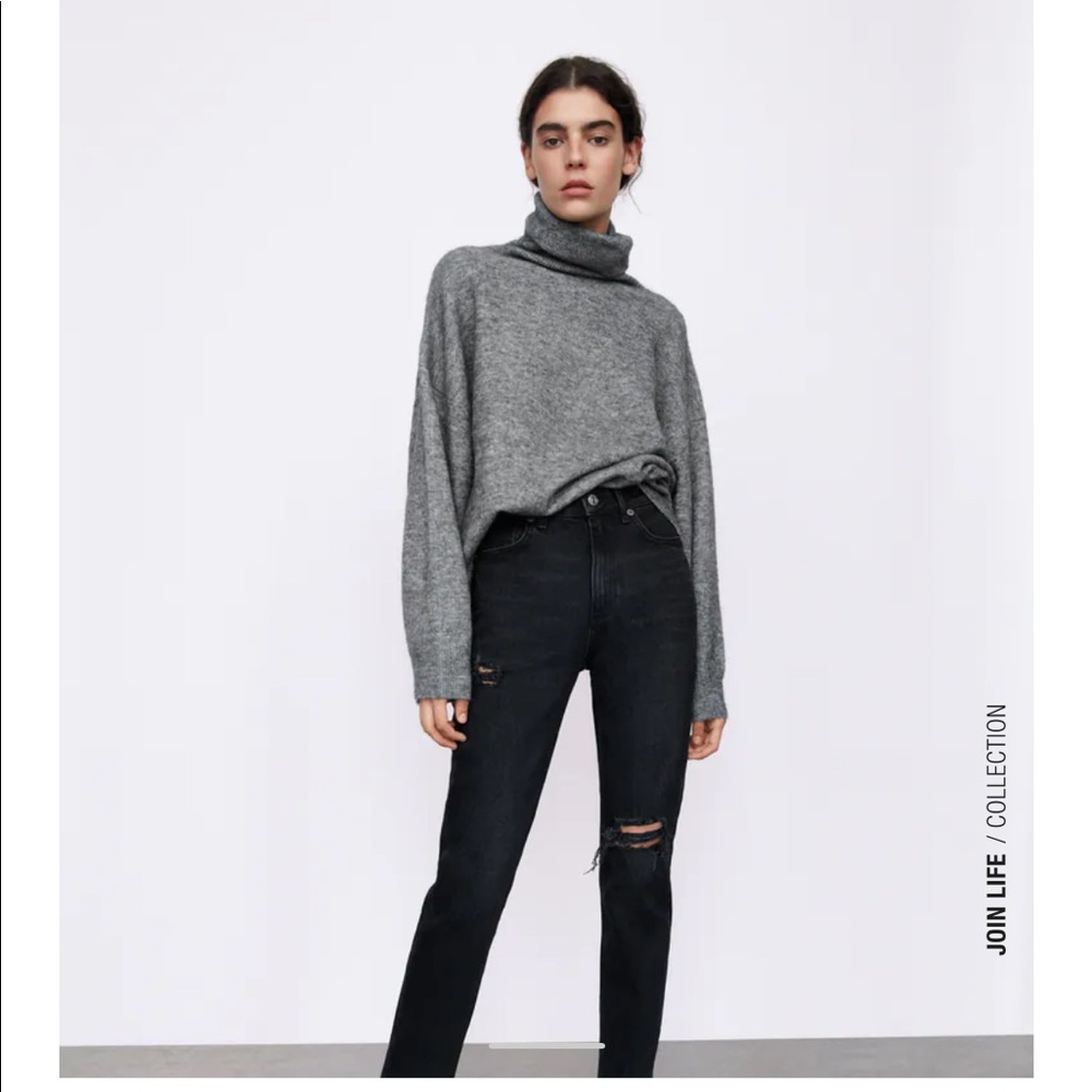 Black Zara high rise slim ankle length jeans